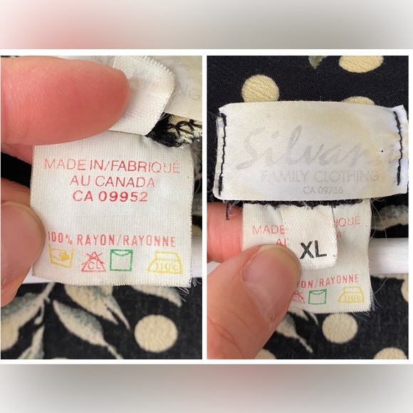 Vintage black polka dot and floral print button down short sleeve blouse - Picture 16 of 16